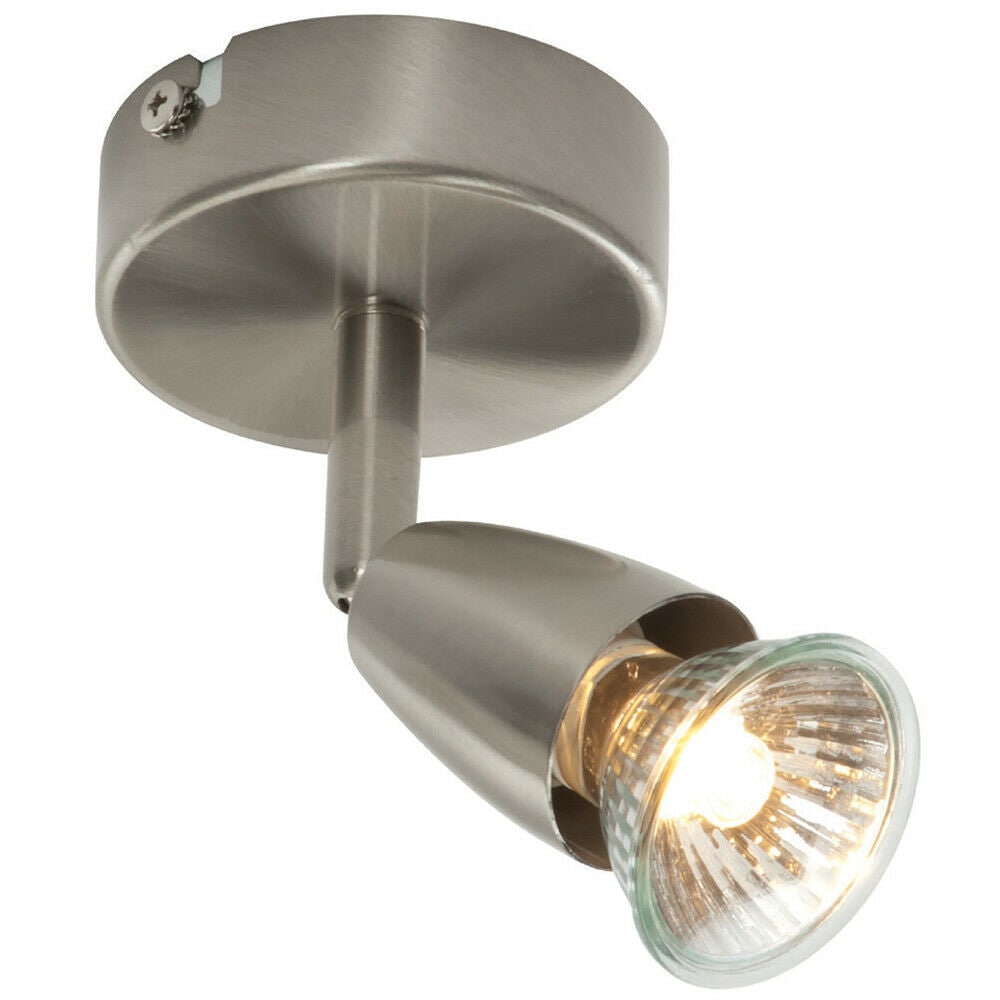 Loops LED Adjustable Ceiling Spotlight Satin Nickel Single GU10 Dimmable Downlight in Metallics