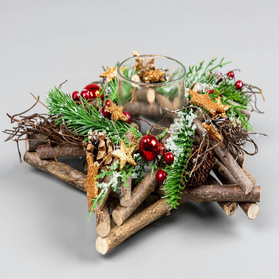 image 1 of 22cm Twig Star Candle Holder
