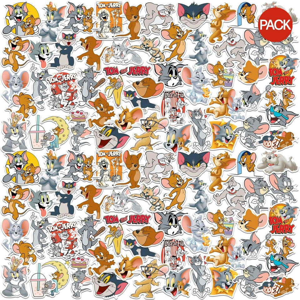 image 1 of Tom & Jerry Deluxe Character Stickers (Pack of 100) - Multicoloured - One Size