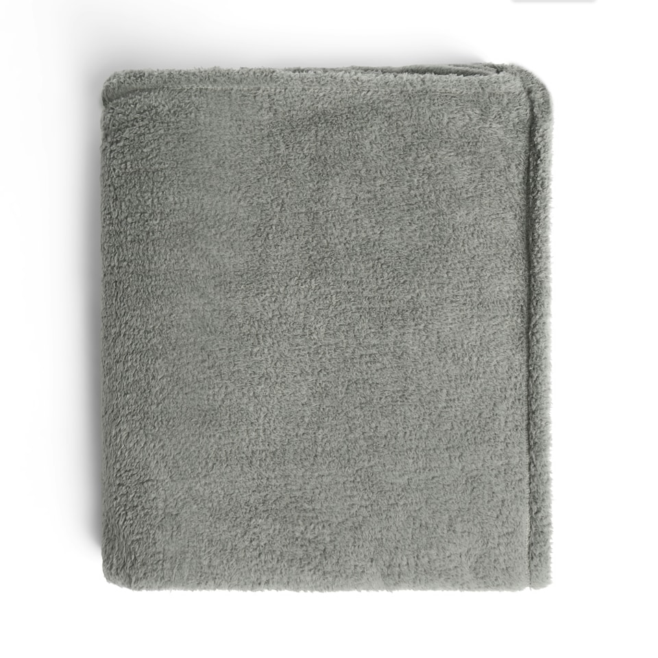 image 1 of OHS Teddy Fleece Soft Warm Plush Cosy Plain Dyed Throw Over Bed Blanket, 125x150cm Grey | Mid Grey