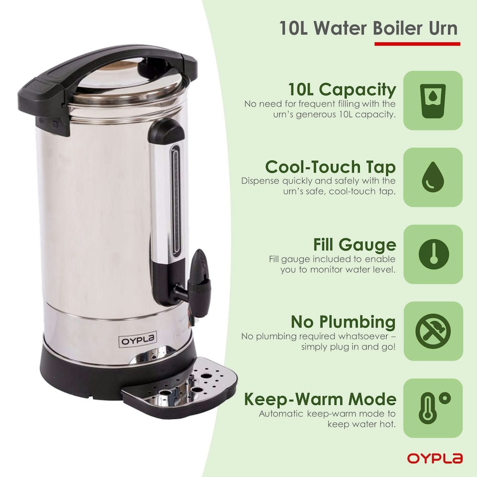 image 1 of Oypla Electrical 10L Catering Hot Water Boiler Tea Urn Coffee