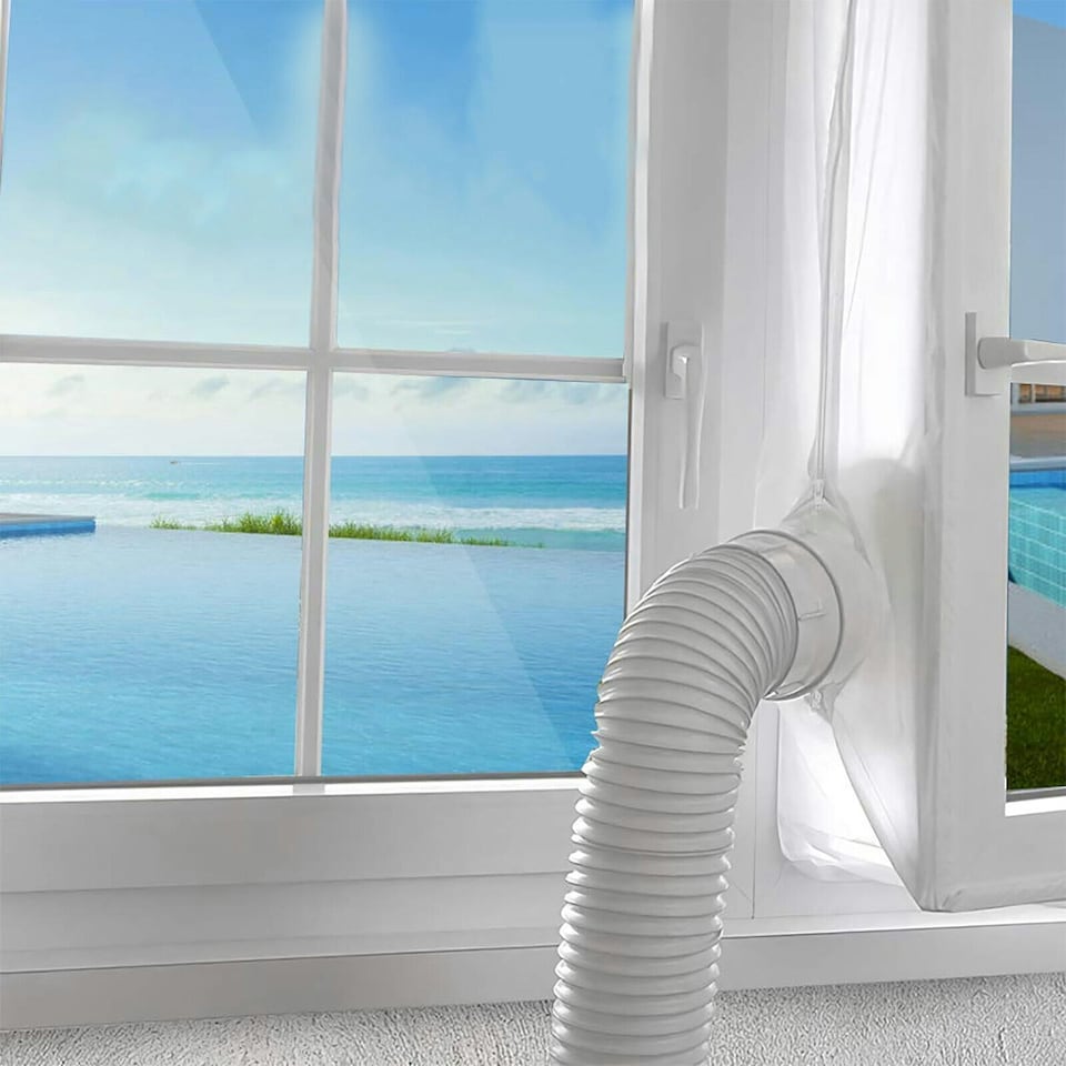 image 1 of SPARES2GO Universal AC Window Seal Kit for Portable Air Conditioning / Tumble Dryer Hose Vent