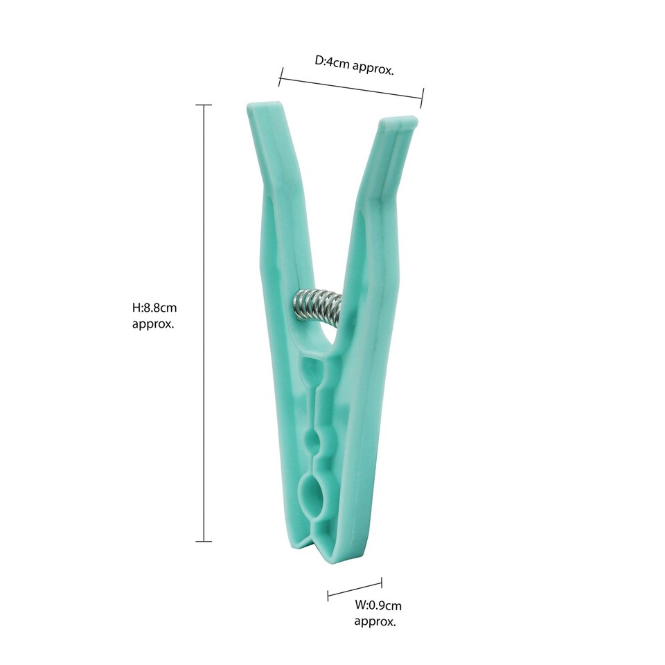 image 1 of JVL Plastic Peg Basket, Grey with 48 Large Ultra Strong Plastic Pegs, Aqua