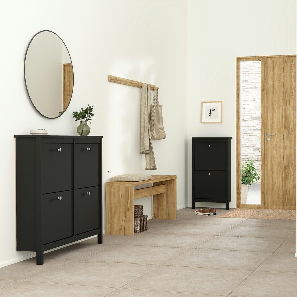 image 1 of Madrid Shoe Cabinet 4 Flip Down Doors in Matt Black