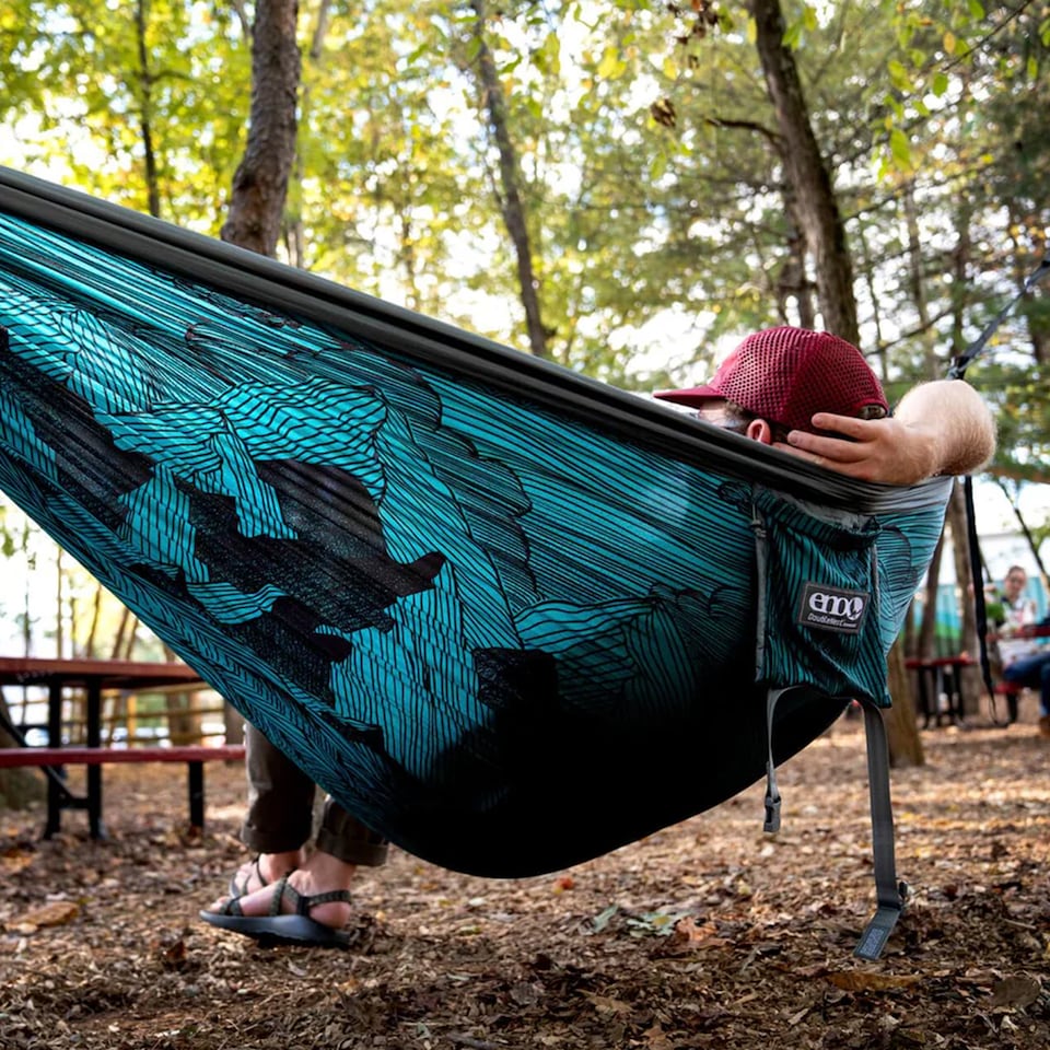 image 1 of DoubleNest Printed Hammock - Lightweight Durable Portable Camping Hammock | Purple | Purple
