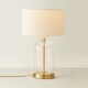 image 3 of ValueLights Jessy Glass and Gold Metal Bedside Table Lamp with a Cream Boucle Lampshade Cream