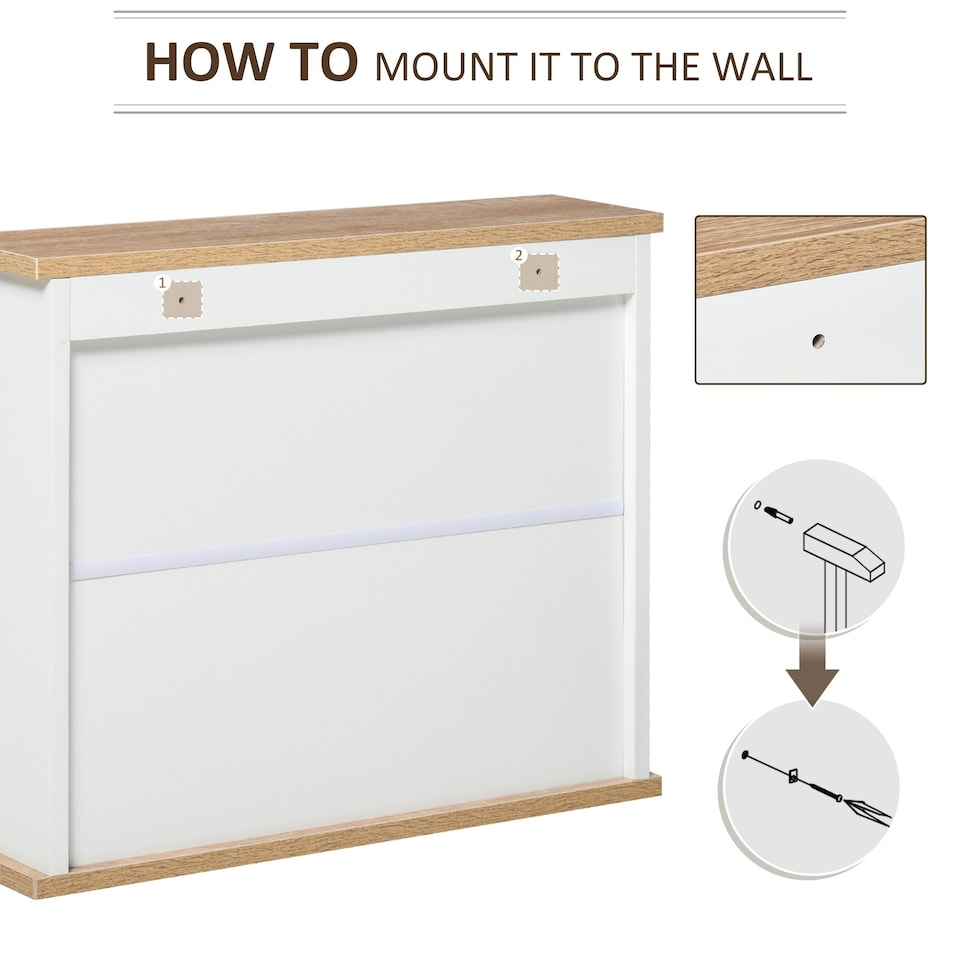 image 1 of kleankin Bathroom Mirror Cabinet Wall Mounted Storage Cupboard W/ Double Door