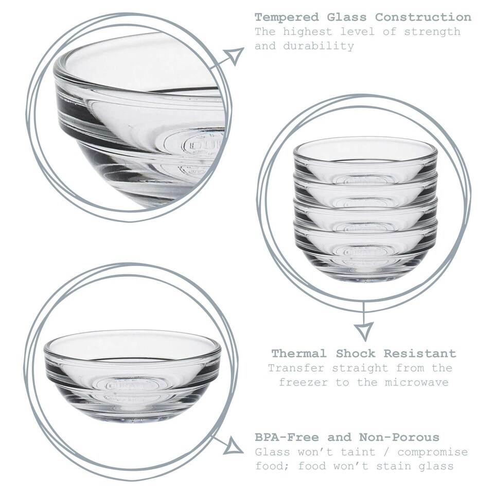 image 1 of Duralex Lys Stacking Glass Cooking / Ingredients / Food Bowl - 6cm Clear
