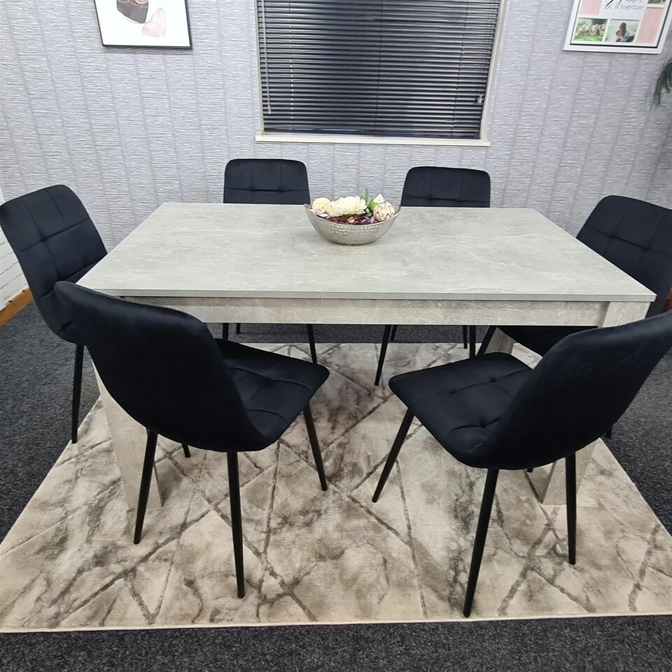 image 1 of Dining Table Set with 6 Chairs Dining Room and Kitchen table set of 6 Grey