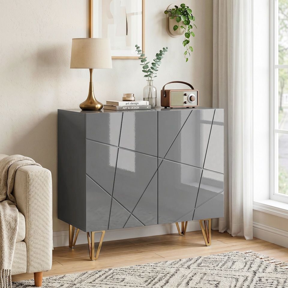 image 1 of HOMCOM Storage Cabinet, Sideboard with Adjustable Shelf, Grey