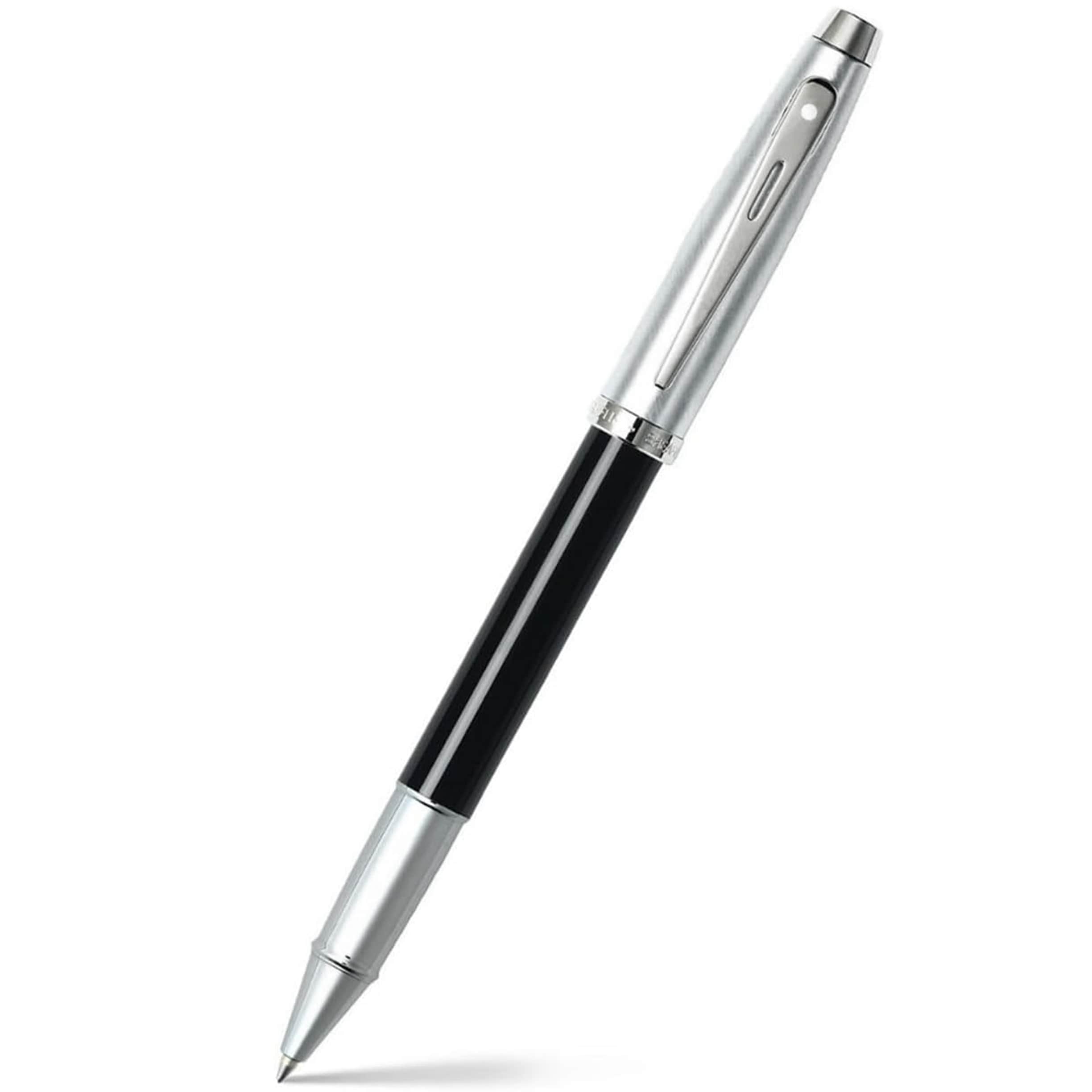 Sheaffer 100 Rollerball Pen Glossy Black Barrel, Brushed Chrome Cap and Chrome Plated Trims