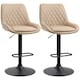 image 1 of HOMCOM Breakfast Bar Stools Set of 2 with 51x40cm Wide Seat, Height Adjustable Kitchen Counter Chairs, Retro Swivel Upholstered Barstools with Back, Footrest and Steel Base, Light Khaki