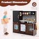 image 2 of COSTWAY Wooden Play Kitchen Kids Pretend Play Toy w/Microwave Ice Make-Brown
