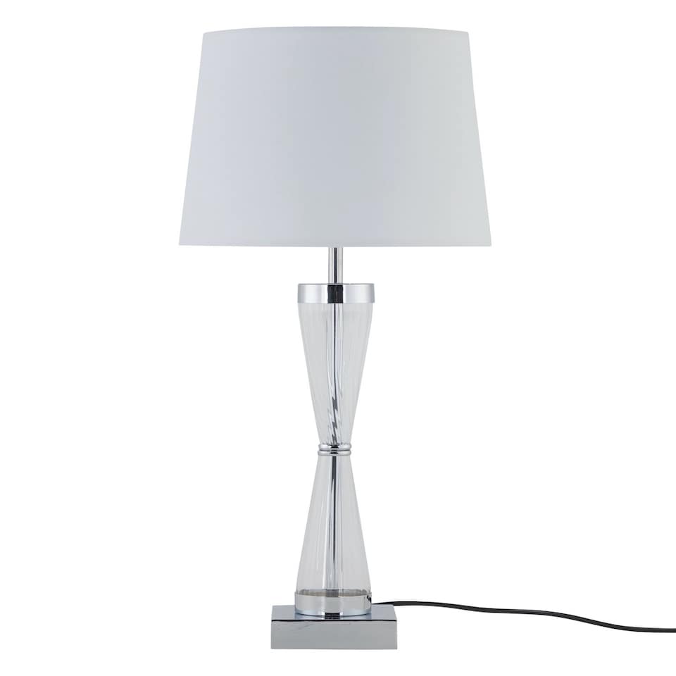 image 1 of Set of 2 Chrome Touch Lamps with White Cotton Shades | Chrome | White | Large | 2