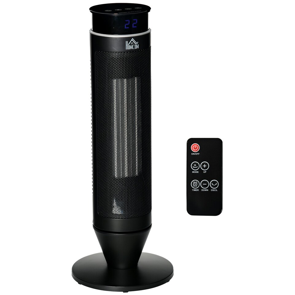 image 1 of HOMCOM 1000W/2000W Tower Heater w/ 42° Oscillation Remote Control Timer