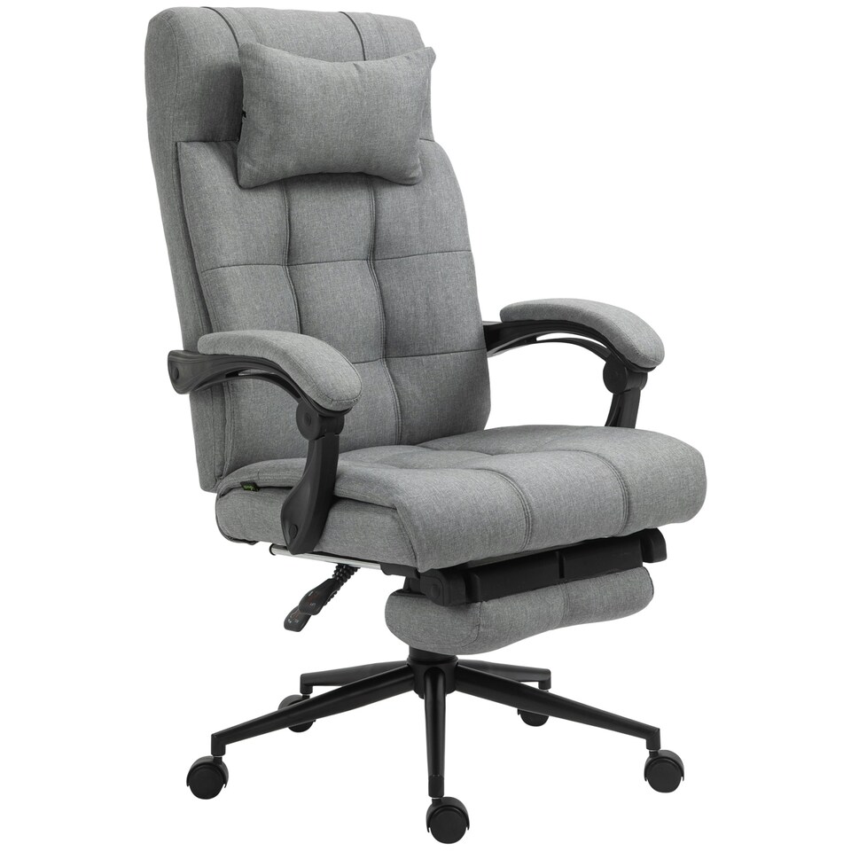 image 1 of Vinsetto Ergonomic Office Chair Adjustable Height w/ Wheels Footrest Light Grey