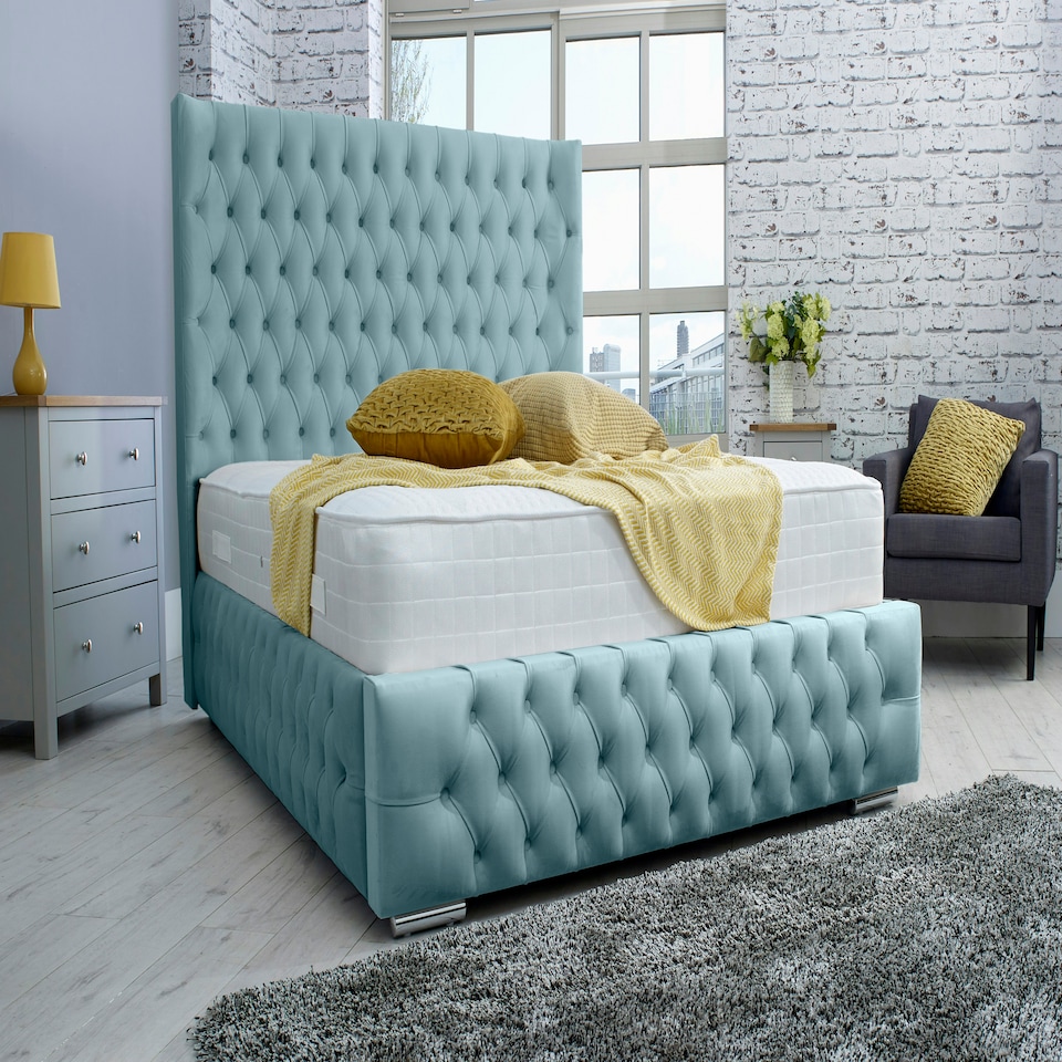 Dino Plush Single Bed Frame - Duck Egg