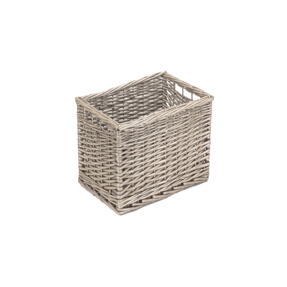 image 1 of Wicker Antique Wash Open Storage Basket Small | Brown | Brown