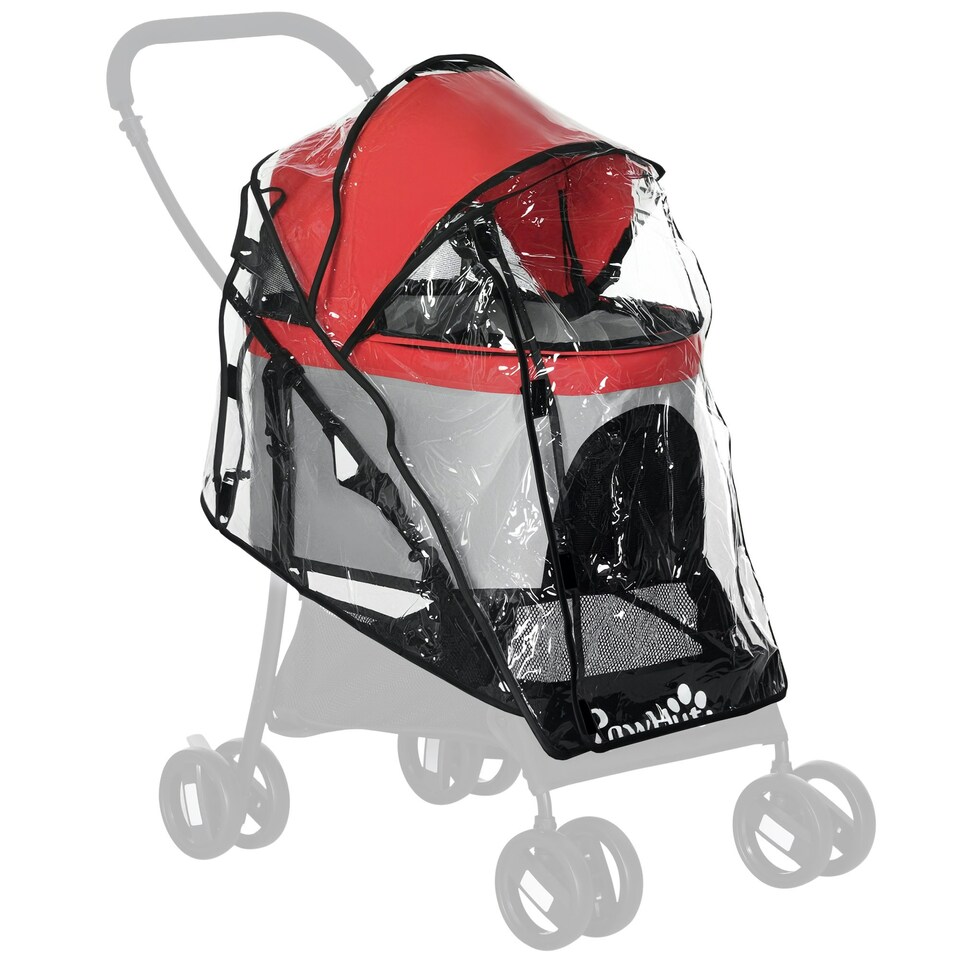image 1 of PawHut Rain Cover for Dog Stroller Pram Buggy for S XS Dogs, Cats, W/ Two Entry