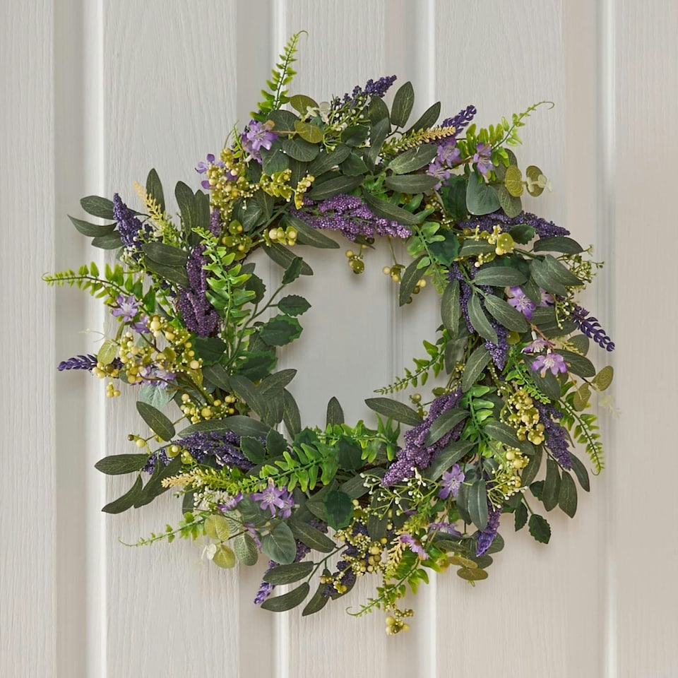 image 1 of OHS Natural Home Wall Table Decor Artificial Lavender Wreath, 50cm - Lavender