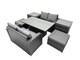 image 2 of Fimous 6-seater Patio Height Adjustable Rising Lifting Table Sofa Sets Rattan Garden Furniture Dining Set with 2 Big Stools 2 Side Tables Dark Grey Mixed