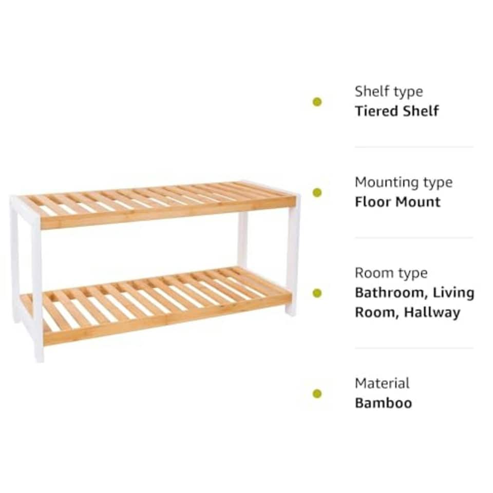 image 1 of 2 Tier Bamboo Shoe Rack Strong Design Shelf Organiser Holds up to 8 Pairs of Shoes Brown