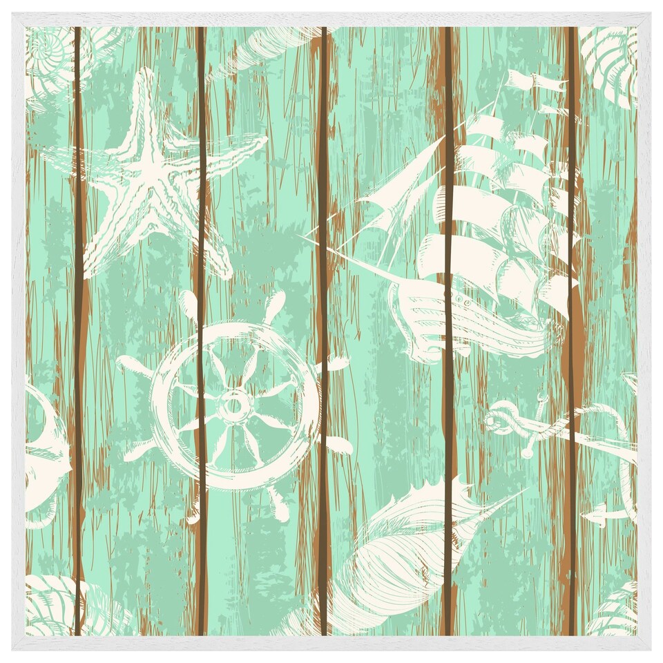 image 1 of Nautical elements oin wood (Picutre Frame) White | XL