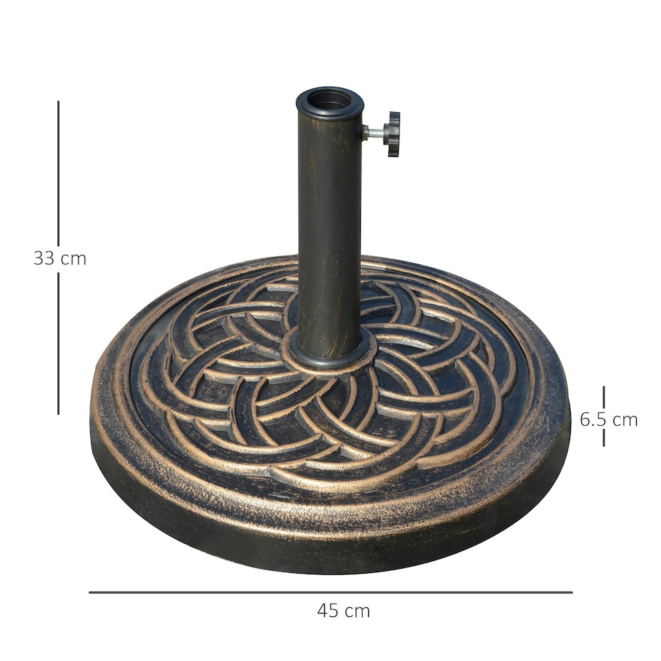 image 1 of Outsunny 11.5kg Garden Parasol Base for 38mm or 48mm Umbrella Poles Bronze