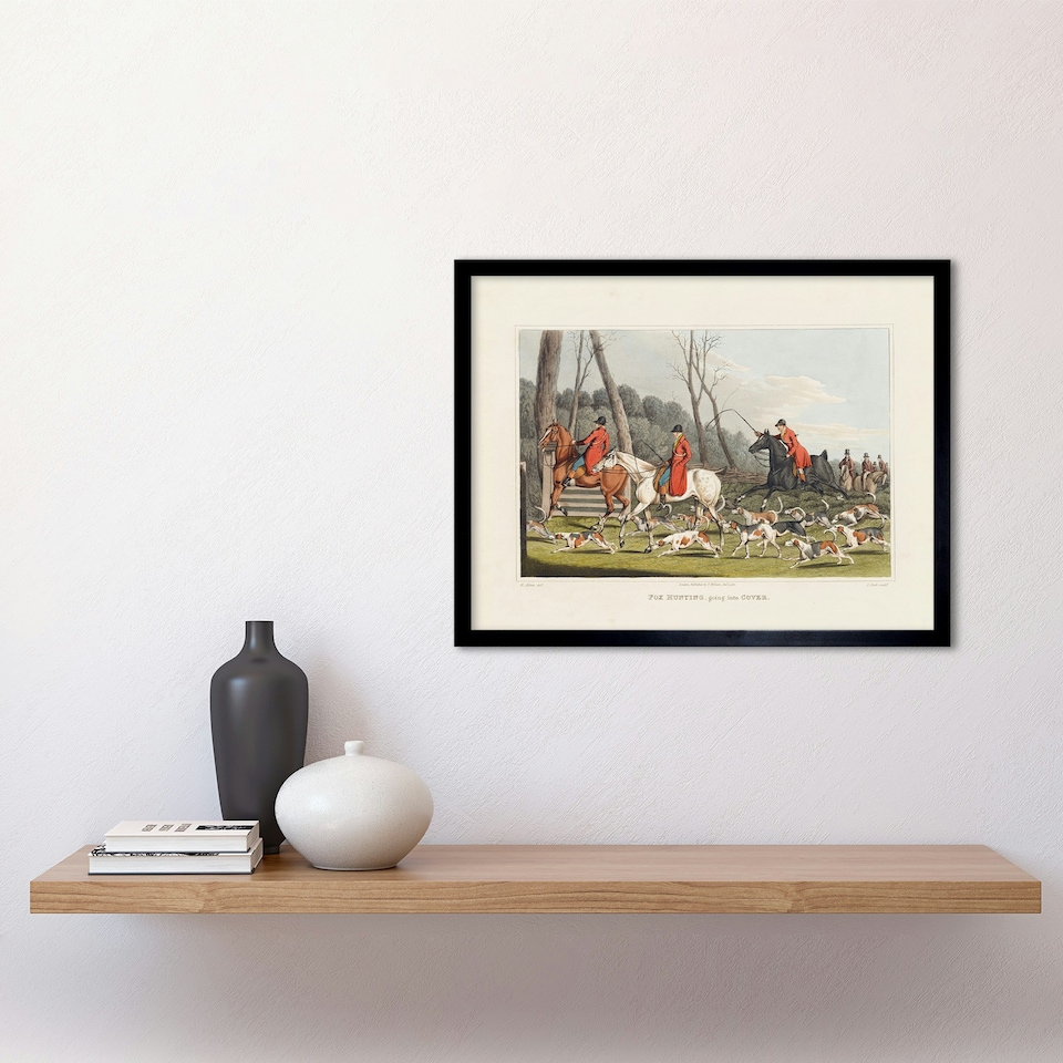 image 1 of John Heaviside Clark Fox Hunting Into Cover 12x16" Framed Wall Art Print