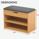 image 6 of Wooden Shoe Storage Bench With Cushioned Seat 60CM Brown