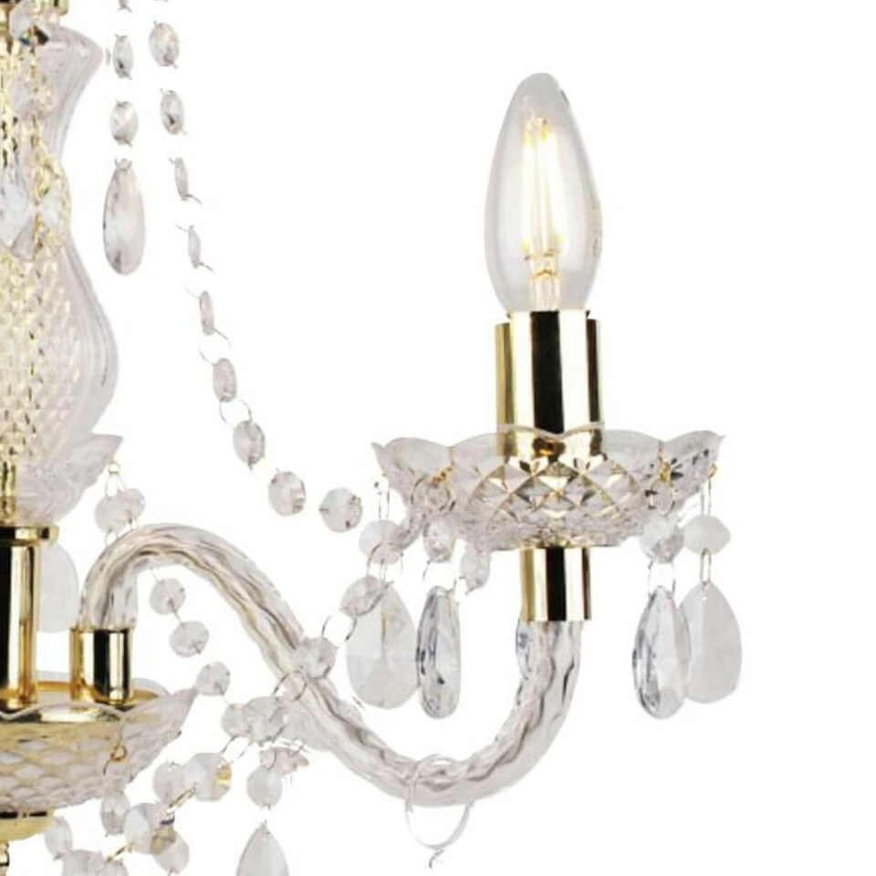 image 1 of Clear and Gold Marie Therese Style 3 x 40W Chandelier Clear | Gold