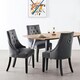 image 9 of Set of 2 Velvet Dining Chairs Ergonomic Scoop Knockerback & Button Tufted Wood Legs Grey | Dark Grey