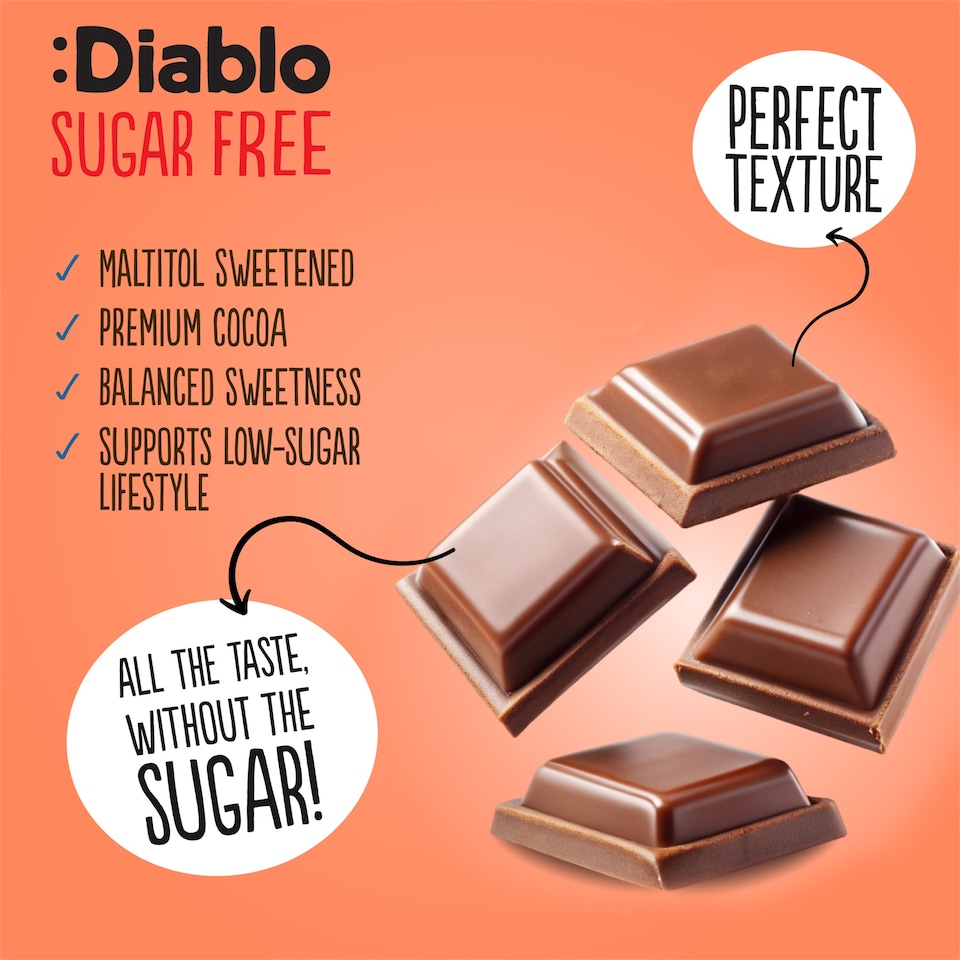 image 1 of Diablo No Added Sugar Milk Chocolate Bar 85g 3 Pack