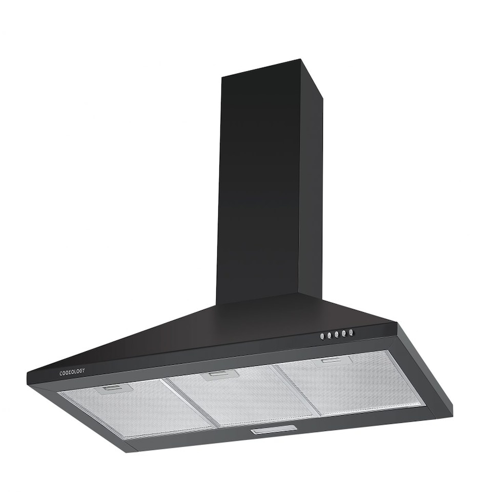 image 1 of Cookology 90cm Black Chimney Cooker Hood - Energy Rating A