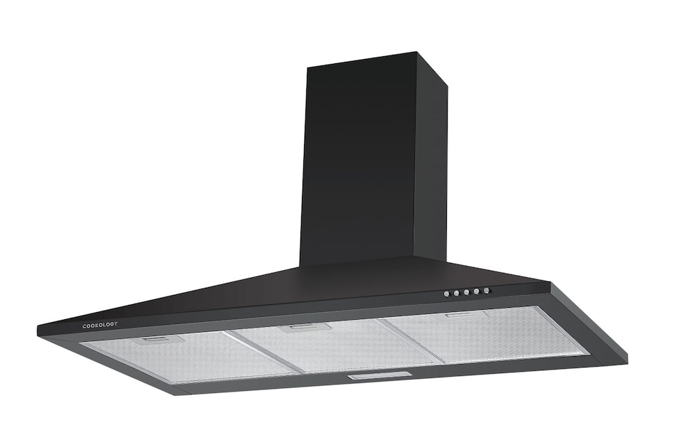 image 1 of Cookology 90cm Black Chimney Cooker Hood - Energy Rating A