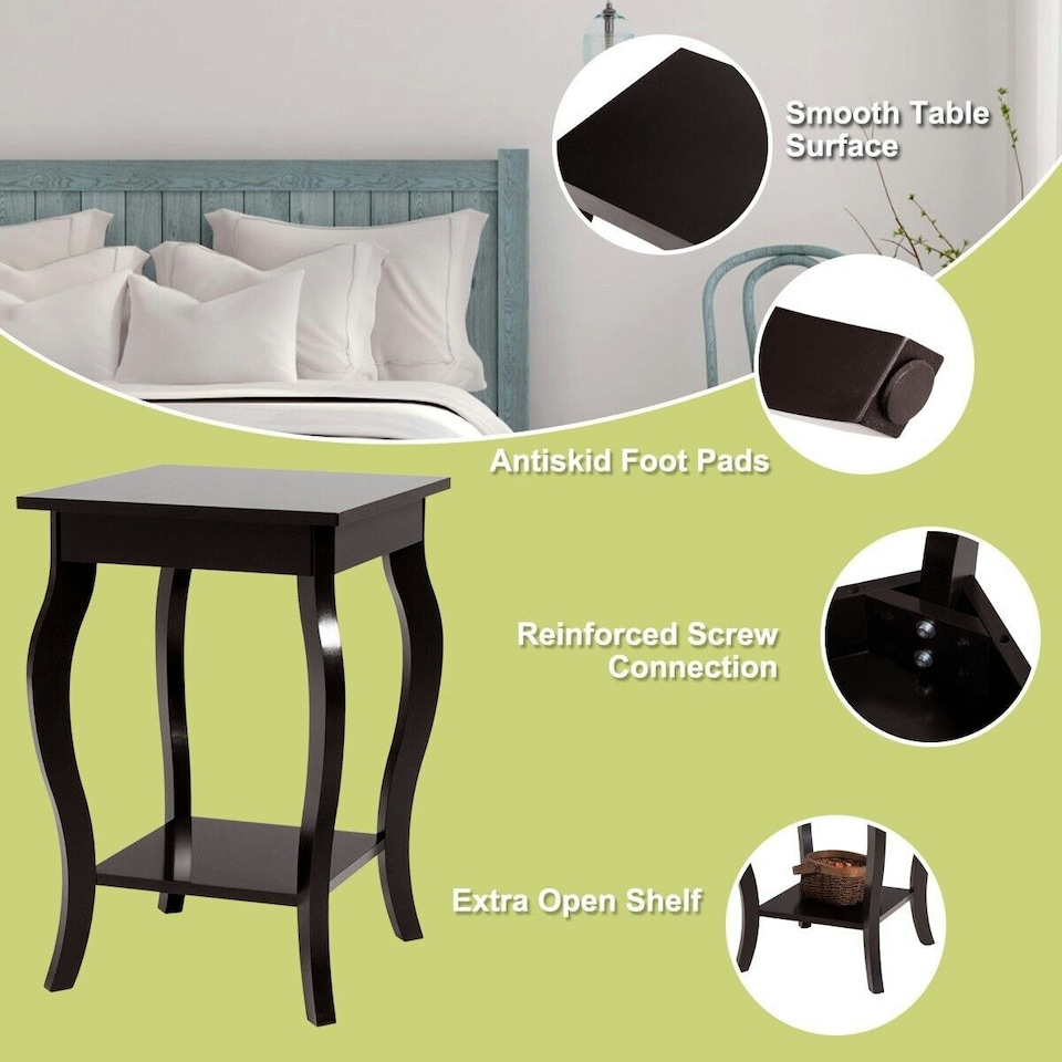 image 1 of COSTWAY End Table Living Room Accent Table Sofa Side Table Brown