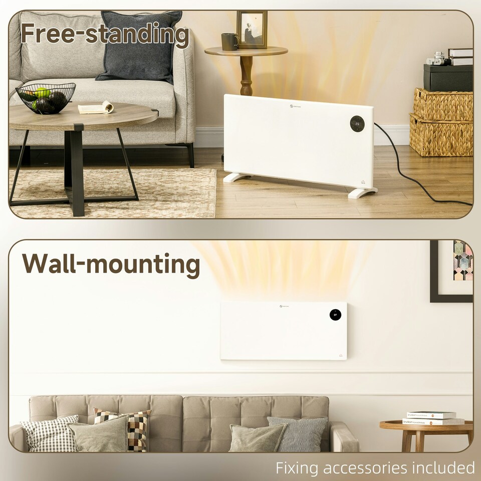 image 1 of 2000W Electric Convector Heater, Quiet Space Heater with LED Display, White