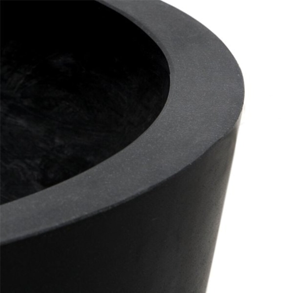 image 1 of Primrose Set of 4 Polystone Black Round Indoor Outdoor Planters in 4 Different Sizes Black