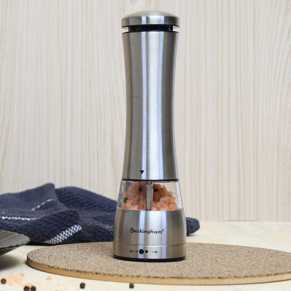 image 1 of Buckingham Stainless Steel Premium Electric Salt & Pepper Mill Set , matt finish