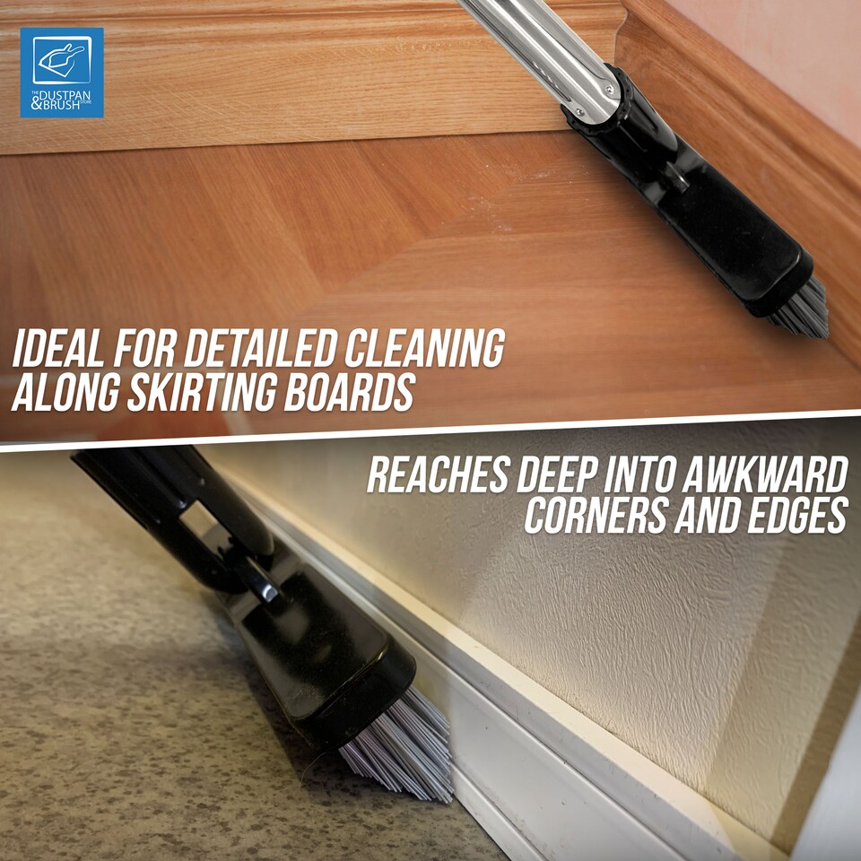 image 1 of Colour-Coded Angled Grout Brush with Handle 180° Swivel Tile & Corner Scrubber