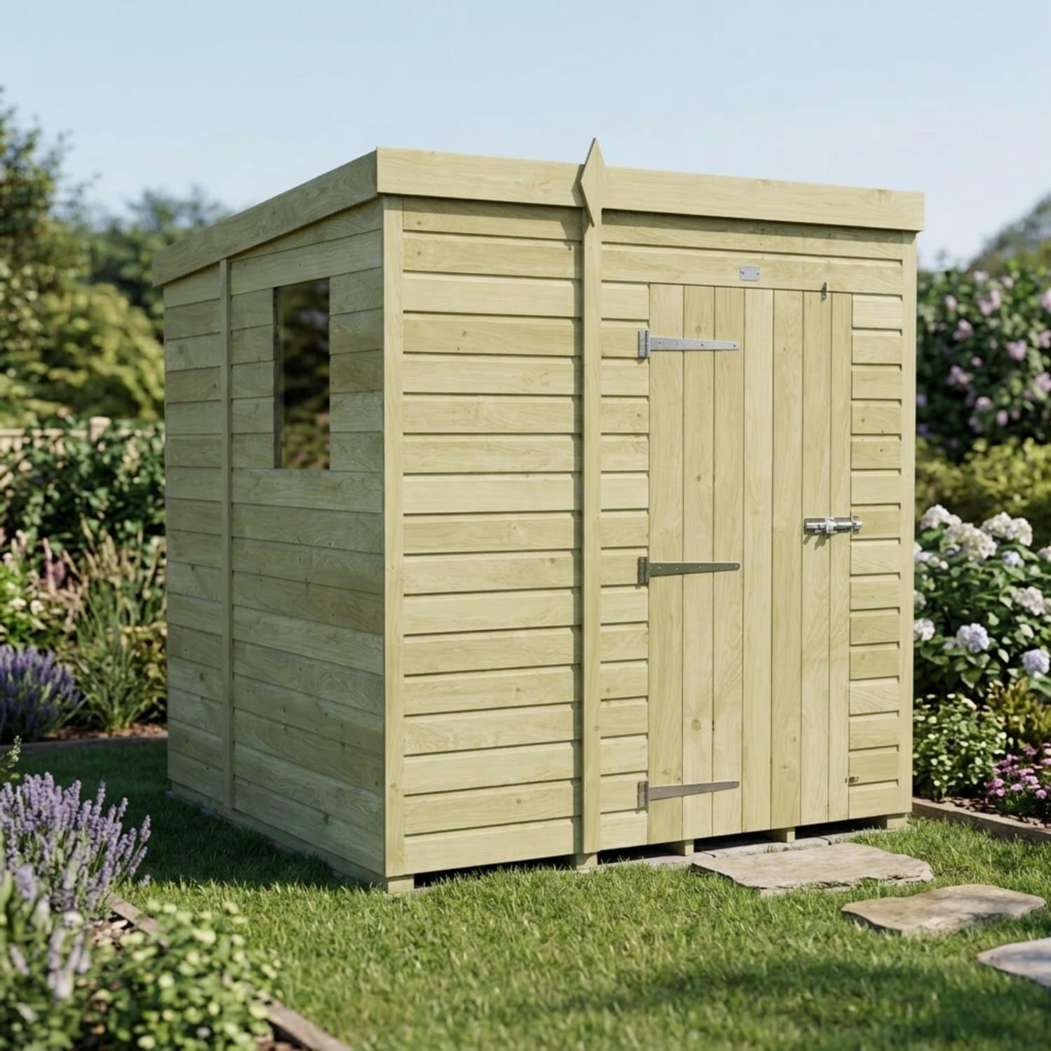 5 x 7 Pent Shed (Single Door, With Windows)