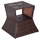 image 1 of Outsunny Rattan Outdoor Coffee Table, Wicker Garden Patio Bistro Side Table with Umbrella Hole and Storage Space for Balcony, Porch, Brown