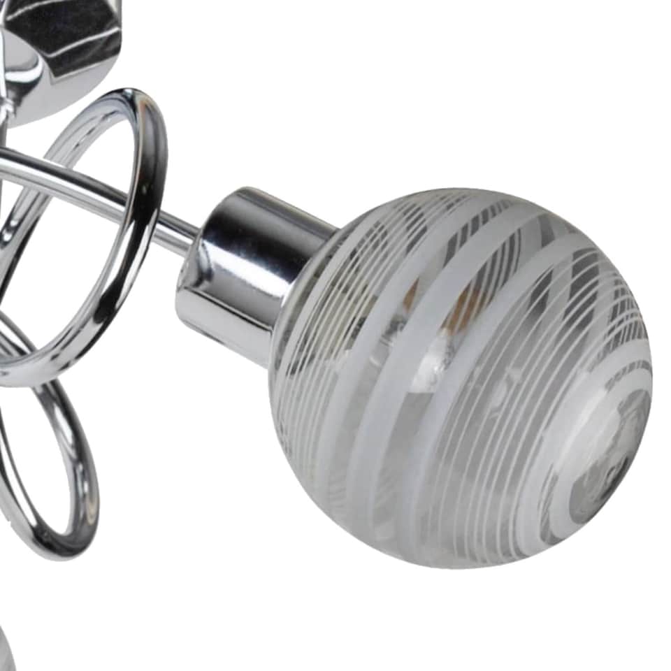 image 1 of Cafe - Chrome with Striped Glass 3 Light Flush Ceiling Light | Chrome | White | 1