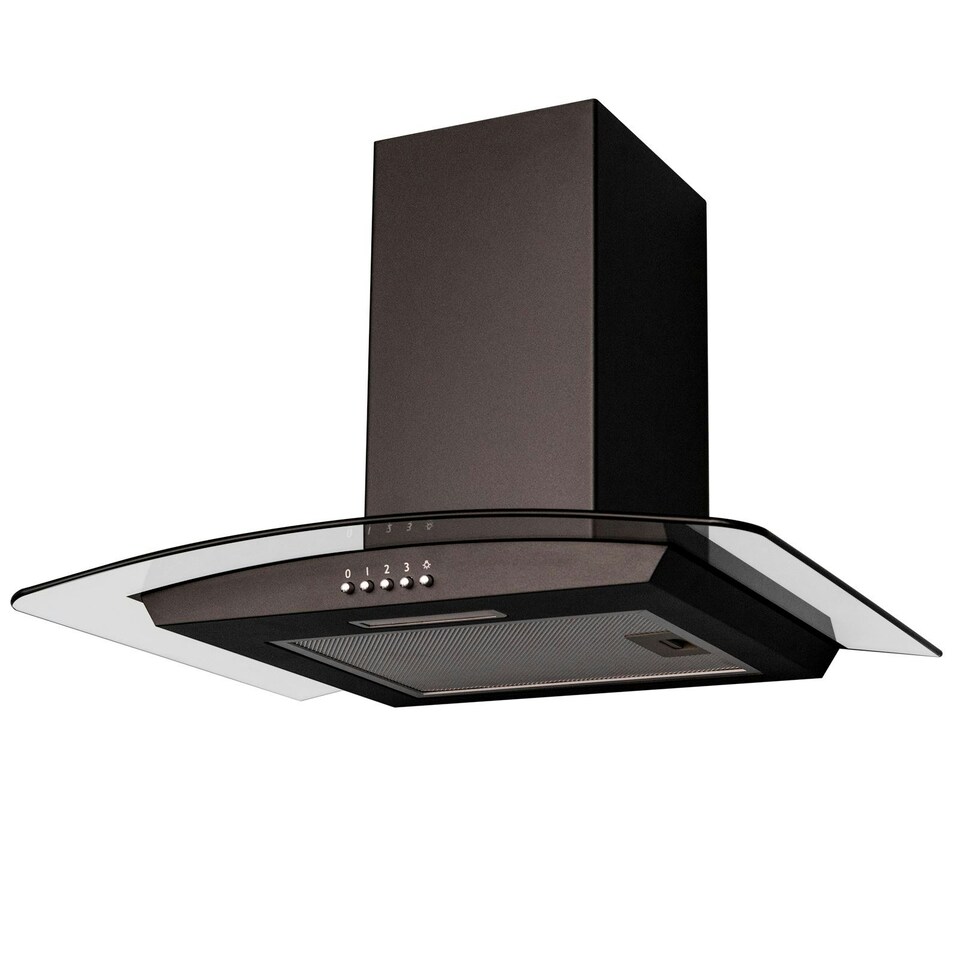 image 1 of SIA CGH60BL 60cm Black Curved Glass Chimney Cooker Hood Kitchen Extractor Fan