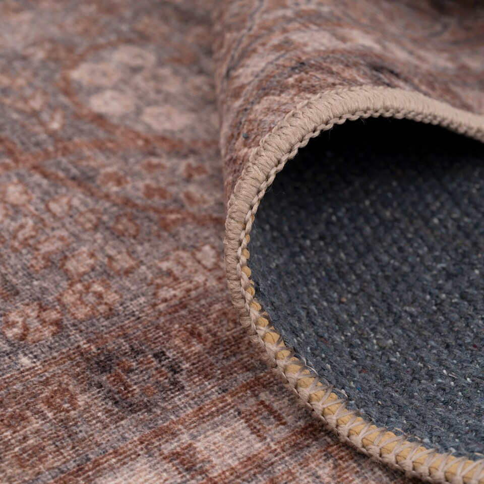 image 1 of Traditional Design Cotton Chenille Rug Beige Machine Washable 160cm x 230cm