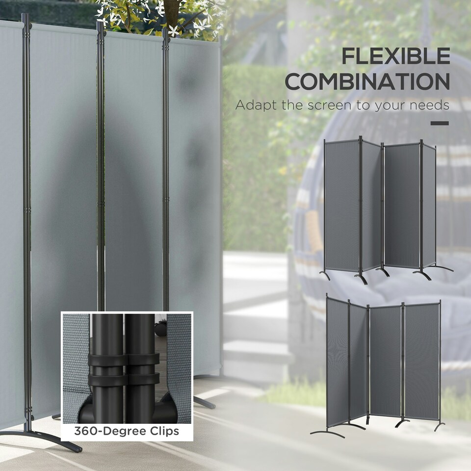 image 1 of Outsunny 4 Panel Folding Room Divider,Portable Privacy Panel for Garden Grey