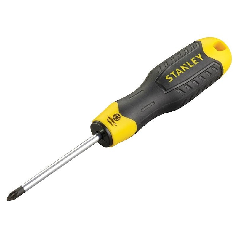 Stanley Hand Tools Cushion Grip Screwdriver, Pozidriv - Multi Colour - PZ1 x 75mm