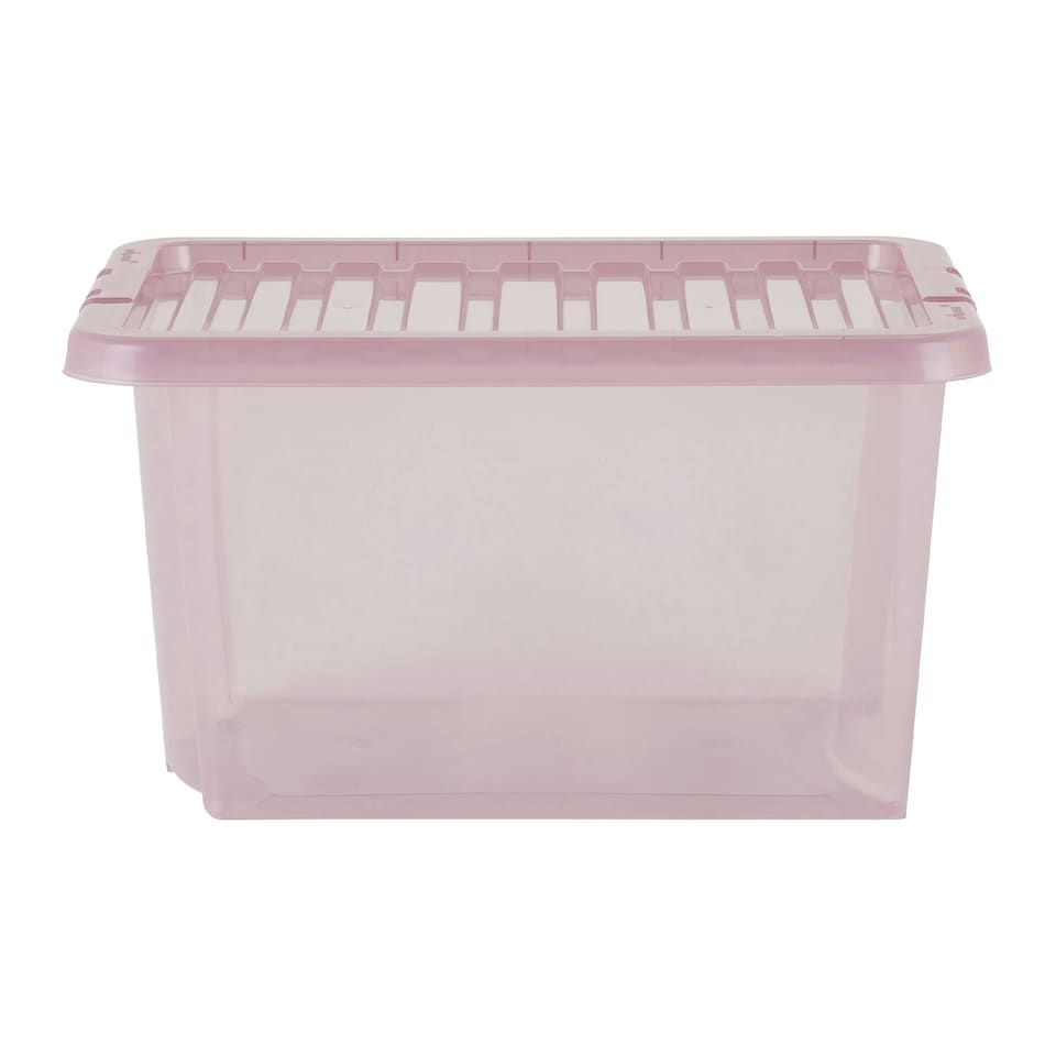 image 1 of Wham Crystal 5 x 28L Stackable Plastic Storage Boxes with Lids Pink