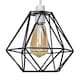 image 1 of ValueLights Pair Black Metal Cage Ceiling Light Shades & Bulbs | Black