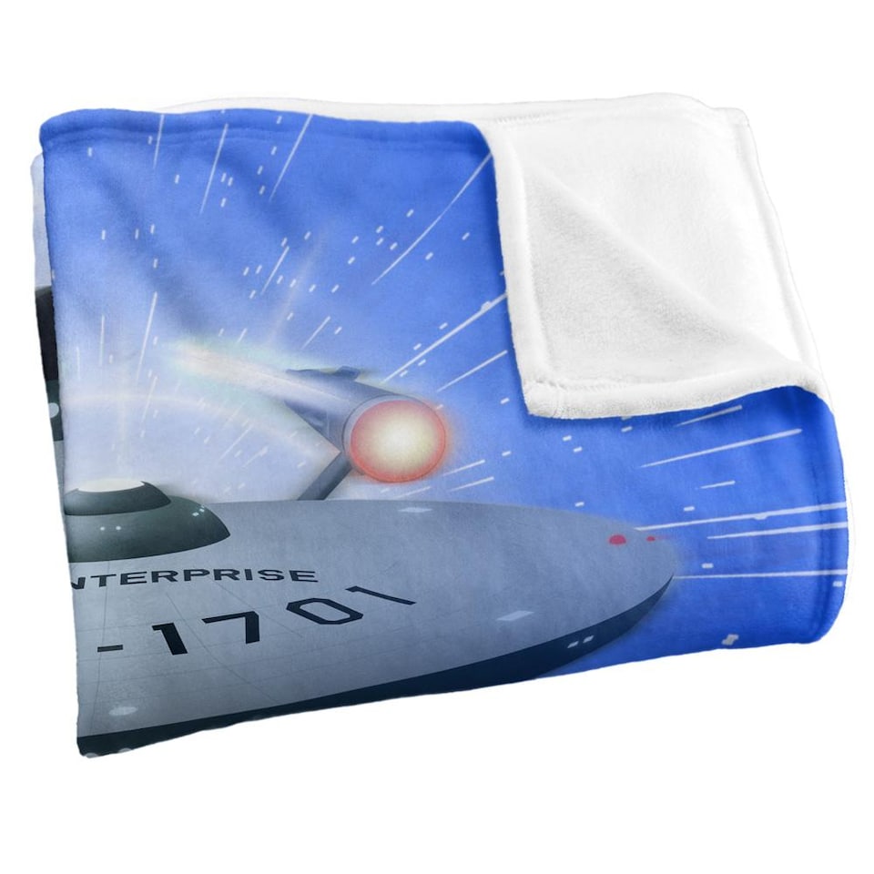 image 1 of Star Trek All Shes Got Silky Supersoft Blanket | Blue | Blue/Grey/White | One Size | 1